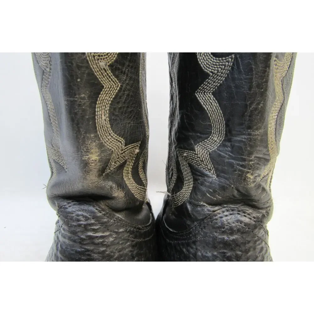 Unbranded Mens Size 8 D Black Leather Shark Skin Western Cowboy Boots